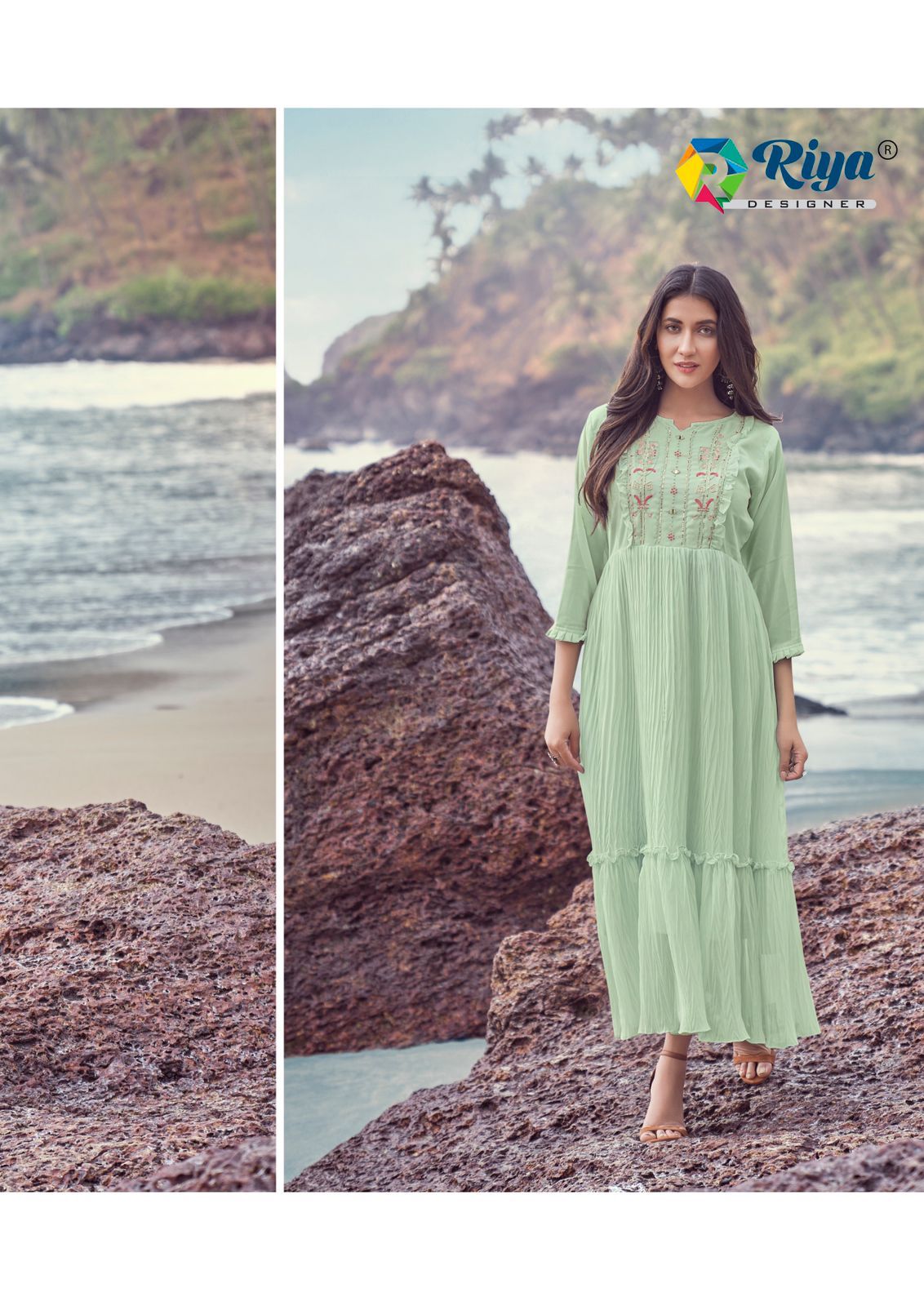 Riya Artery New Fancy Ethnic  Wear Long Designer Anarkali Kurti Collection